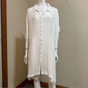 Swimsuits For All White Button Up Cover Up